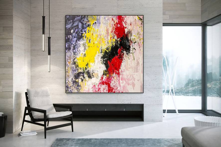 You Original Knife Living Yellow Abstract Canvas Artwork X60AG